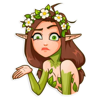 👀 elf, fairy, forest, nature, flower, cartoon, fantasy telegram sticker
