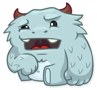 😧 mostro, cartone animato, sticker, yeti, carino, peloso, creatura whatsapp sticker