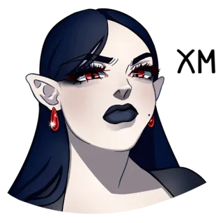 🤔 Vampiro, Gotico, Donna, Elfo, Fantasy, Adesivo telegram sticker