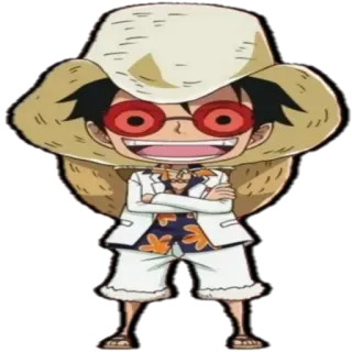 😎 Monkey D. Luffy One Piece Anime, One Piece, Monkey D. Luffy, Cartone animato, Sticker, Abbigliamento da spiaggia, Occhiali da sole, Cappello telegram sticker