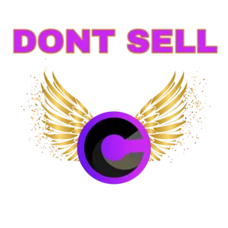 ✅ DONT SELL ปีก, ข้อความ, สีม่วง, สีทอง, โลโก้ทรงกลม, สัญลักษณ์ telegram sticker