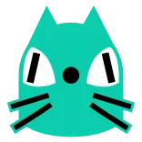 😬 cat, sticker, animal, cartoon, teal whatsapp sticker