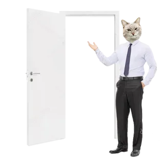 🚪 cat, humanoid, business, door, anthropomorphic, animal, office telegram sticker