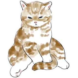 😑 猫, 子猫, 可愛い, 動物, ペット, ネコ, 不機嫌, 水彩 telegram sticker
