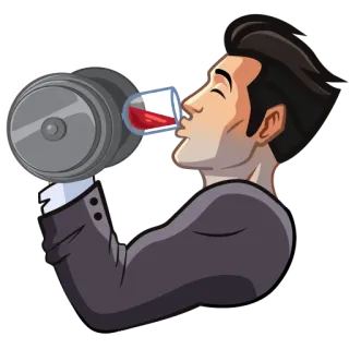 💪 мужчина, пьет, алкоголь, костюм, вино, вечеринка whatsapp sticker