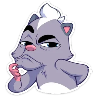 🤔 puzzola, pensando, cartone animato, animale, espressione, dubbioso telegram sticker