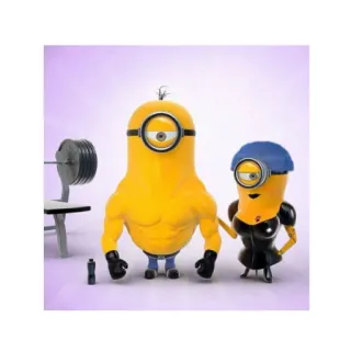 💪 Minion Minion, Dessin animé, Jaune, Fitness, Gym, Poids telegram sticker