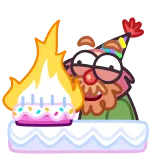 🥳 pastel, fiesta, fuego, celebración, cumpleaños telegram sticker