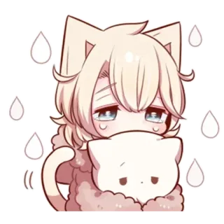 🌟 Anime, Kucing, Kawaii, Sedih, Menangis, Lucu, Manga telegram sticker