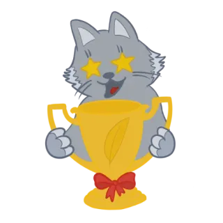 🤩 Katze, Trophäe, Sterne, Erfolg, Gewinner, Belohnung, Feier whatsapp sticker