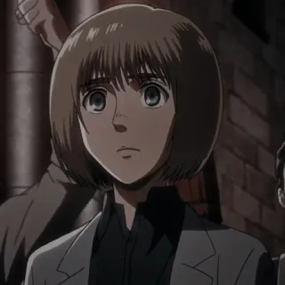 ❤️ Armin Arlert Attack on Titan Anime, Personaje, Pelo rubio, Mirando hacia arriba, Serio, Ataque a los Titanes telegram sticker