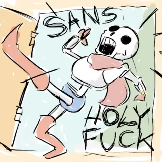 💥 Sans Undertale SANS HOLY FUCK squelette, jeu vidéo, exclamation, fanart, mème, papyrus telegram sticker