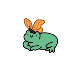 🦋 ếch, bướm, hoạt hình, động vật, dễ thương, nhãn dán telegram sticker