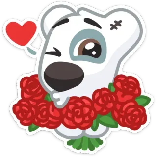 😘 медведь, сердце, цветы, мультфильм, милый, животное, любовь whatsapp sticker
