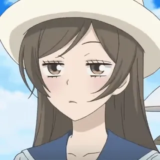 🫐 animé, fille, personnage, dessin animé, chapeau, sérieux, ennuyé telegram sticker