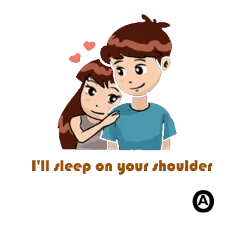 💋 I'll sleep on your shoulder pareja, amor, hombro, dormir, dibujos animados telegram sticker