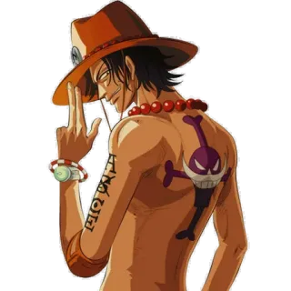 ☝️ Ace One Piece Anime, Personaje, One Piece, Ace, Pirata, Tatuaje whatsapp sticker