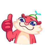 👍 Desenho animado, Animal, Lontra, Polegar para cima, Fofo, Positivo whatsapp sticker