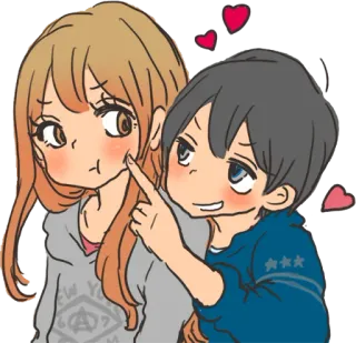 😕 Anime, Casal, Desenho animado, Amor, Romance, Fofo telegram sticker