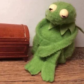 😔 Kermit kermit, rana, muppet, pupazzo, triste, seduto telegram sticker