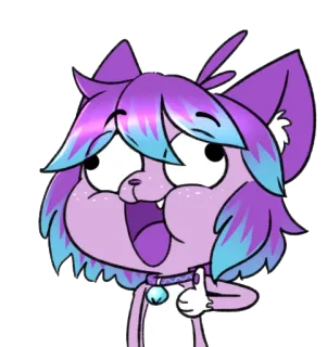 👍 แมว, การ์ตูน, ยกนิ้วให้, ดี, อนุมัติ, สีม่วง, สัตว์, น่ารัก telegram sticker