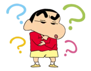🤔 Shin-chan Crayon Shin-chan pregunta, anime, dibujos animados, pensando, confundido telegram sticker