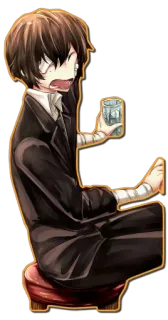 😝 Dazai Osamu Bungou Stray Dogs Anime, Bungou Stray Dogs, Dazai Osamu, Postać, Manga, Agencja literacka, Picie, Bandaże telegram sticker