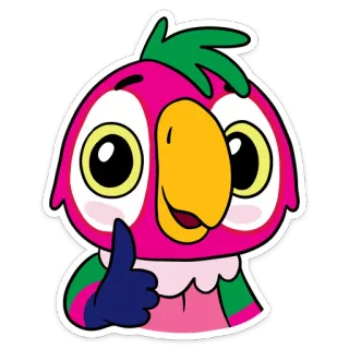 👍 chim, con vẹt, hoạt hình, động vật, dễ thương, giơ ngón tay cái, tích cực telegram sticker