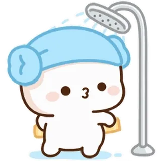 🧖♀ 卡通, 可爱, 淋浴, 浴室, 毛巾, 角色 whatsapp sticker