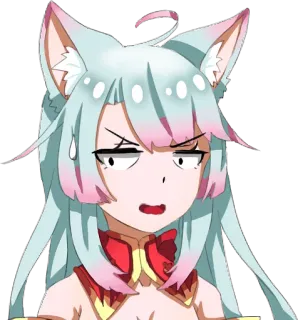 🤨 애니메이션, 고양이 소녀, 당황, 땀, 표정, 만화 telegram sticker