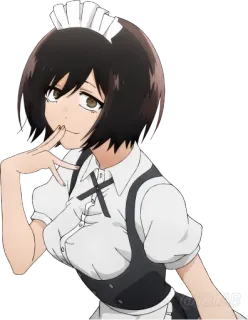 🤫 anime, maid, chica, sonriendo, linda, pelo bob whatsapp sticker