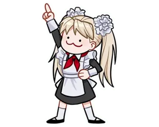 👍 Chica anime, Sirvienta, Linda, Dibujo animado, Ilustración telegram sticker