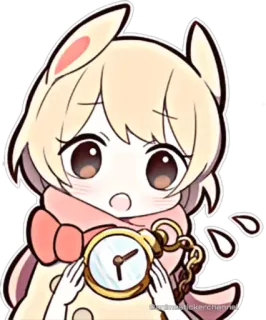 😄 Hase, Anime, Cartoon, Süß, Kawaii, Uhr telegram sticker