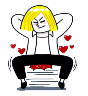 ❤ 漫画, ハート, 座り, アニメ, キャラクター telegram sticker