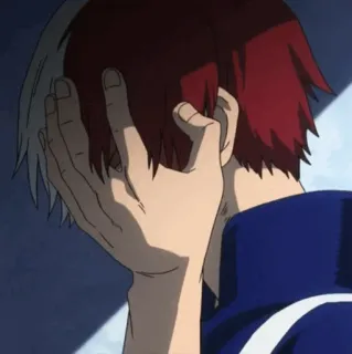 🥢 Shoto Todoroki My Hero Academia Anime, Manga, Shoto Todoroki, My Hero Academia, Postać, Smutny, Emocjonalny telegram sticker