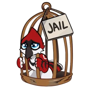 🥺 JAIL 刑務所, 鳥, 漫画, 動物, 悲しい telegram sticker
