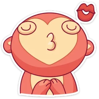 💋 원숭이, 키스, 사랑, 귀여운, 동물, 만화 telegram sticker