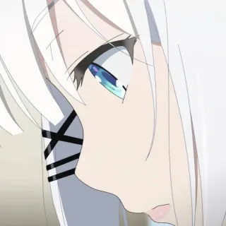 🍁 Anime, Cabelo branco, Garota, Triste, Olhos azuis telegram sticker