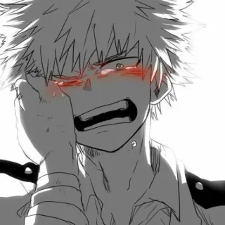 😭 Katsuki Bakugo My Hero Academia Anime, Manga, Pleurs, Triste, Héros, Illustration, Fanart whatsapp sticker