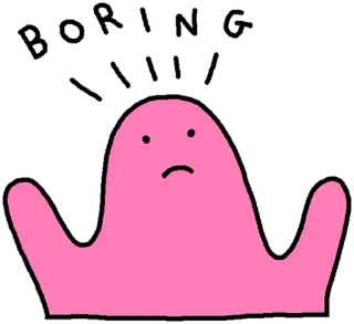 🙄 BORING aburrido, aburrido, rosa, dibujos animados, pegatina telegram sticker