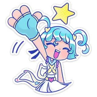 👋 Dibujos animados, Lindo, Anime, Kawaii, Estrella, Alegre, Chica, Ilustración telegram sticker