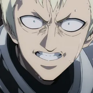 😳 Genos One-Punch Man Аниме, Киборг, Злой, Серьезный, Герой telegram sticker