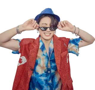 😉 Person, Hut, Sonnenbrille, Sommer, Casual, Pose telegram sticker