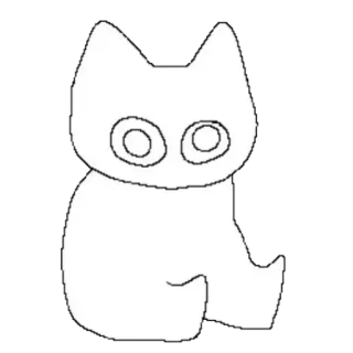 😞 cat, outline, white, cute, animal telegram sticker