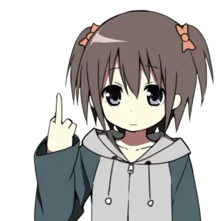 🖕 Anime, Chica, Dedo corazón, Ofensivo, Dibujos animados whatsapp sticker