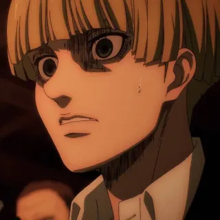 ⚔️ Yelena Attack on Titan anime, character, fear, expression, worried, serious telegram sticker