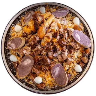 🍚 jedzenie, pilaw, ryż, mięso, kuchnia uzbecka, danie, posiłek telegram sticker