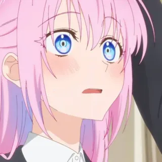 🍧 Anime, Pinke Haare, Blaue Augen, Süß, Mädchen, Cartoon telegram sticker