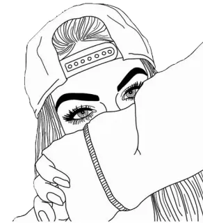 🙄 woman, girl, portrait, line art, eyes, cap, fashion whatsapp sticker