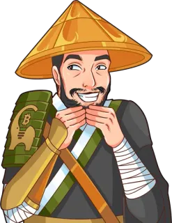 😏 Биткоин, Ниндзя, Самурай, Азиатский, Валюта, Цифровой telegram sticker